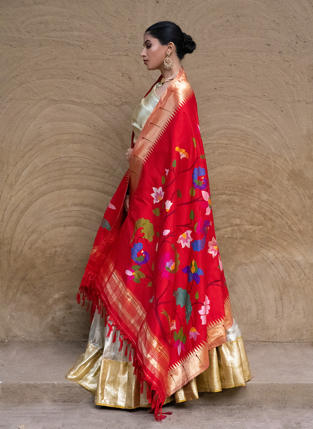 Limited Edition Kanjivaram Silk Lehenga with Pure Silk Paithani Dupatta