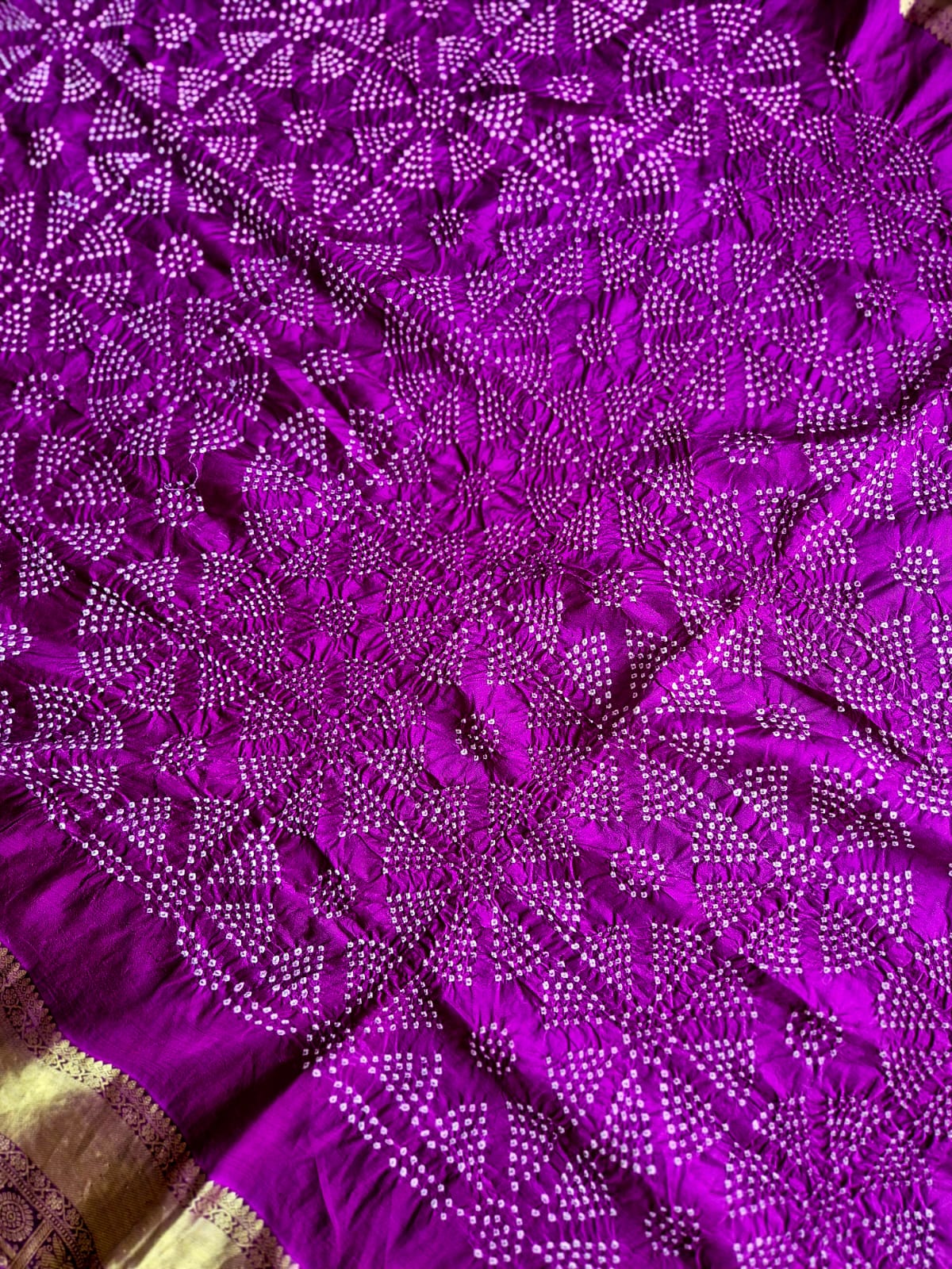 Purple Kanjivaram Silk Bandhani Dupatta