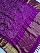 Purple Kanjivaram Silk Bandhani Dupatta