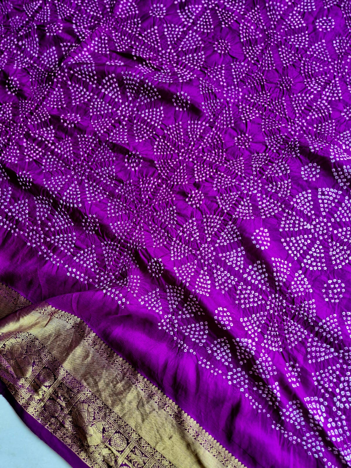 Purple Kanjivaram Silk Bandhani Dupatta