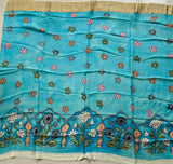 Karigari Guldasta – Pure Banarasi georgette Kalamkari Saree with Lucknow Hand Chikankari