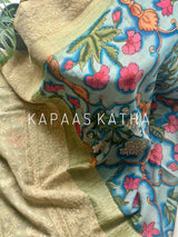 Karigari Guldasta – Pure Banarasi georgette Kalamkari Saree with Lucknow Hand Chikankari