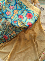 karigari-guldasta-pure-banarasi-georgette-kalamkari-saree-with-lucknow-hand-chikankari