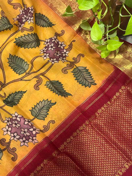 kesar-kalamkari-kanjivaram-silk-dupatta-with-maroon-zari
