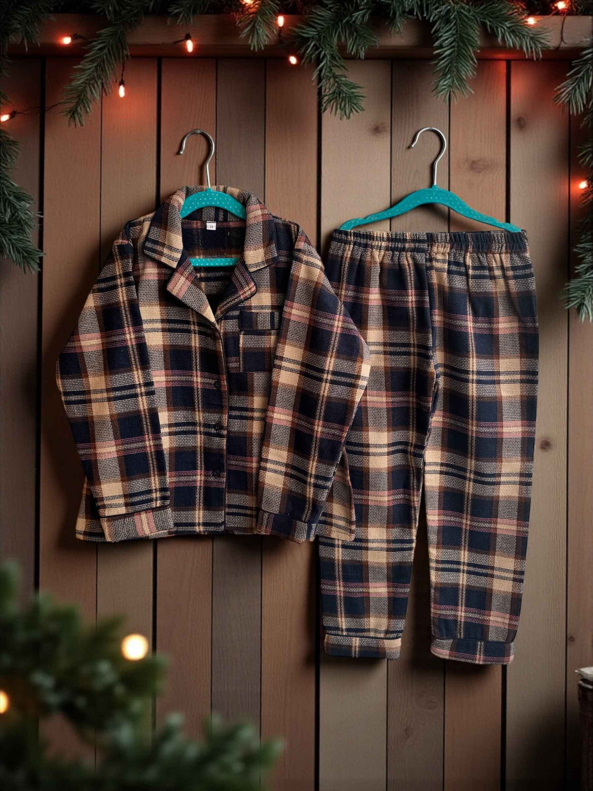 kids-winter-nightwear-navy-blue-beige-checked-top-and-pants