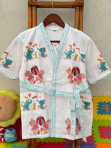 cute cotton waffle bathrobes for kids with teddy bear elephant print retail and wholesale worldwide