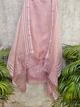 Lovely Blush Pink 3-pc Organza Kora Unstitched Suit Set