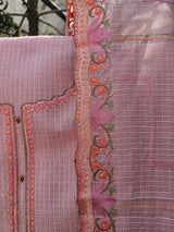 Pink 3 Piece Kota Cotton Unstitched Suit Set