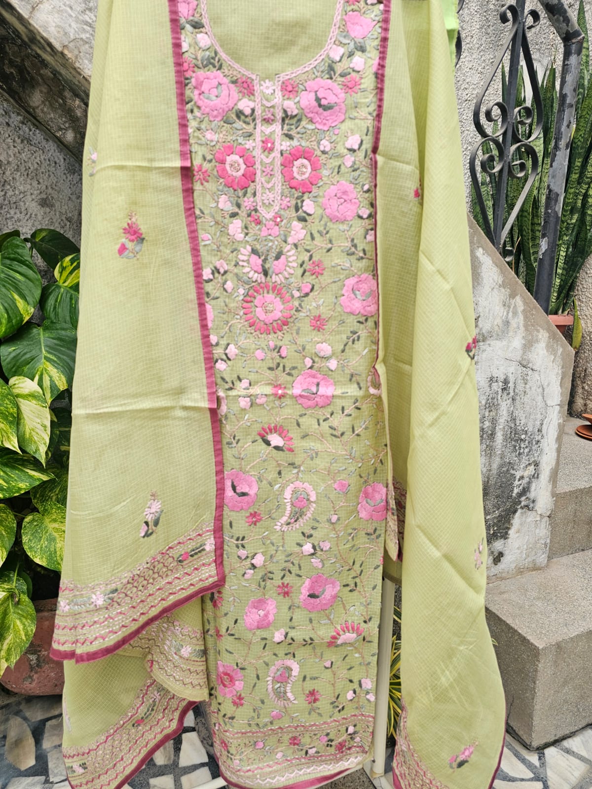 kota-phulkari-unstitched-suit-set-with-rosette-embroidery