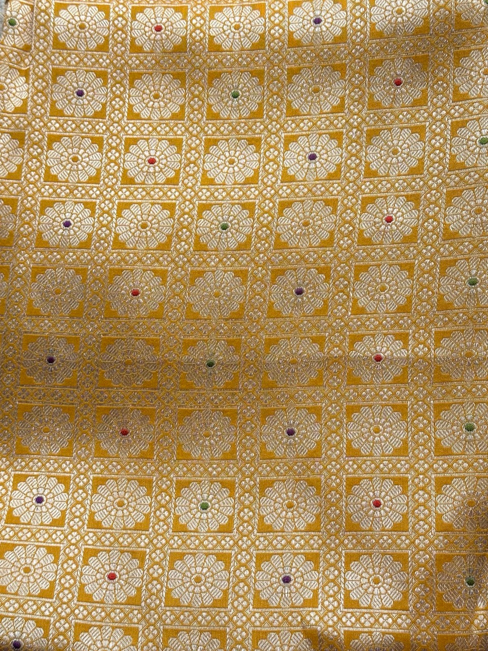 Kumudini - Kesar Mustard Yellow Handloom Munga Silk Bandhani Saree
