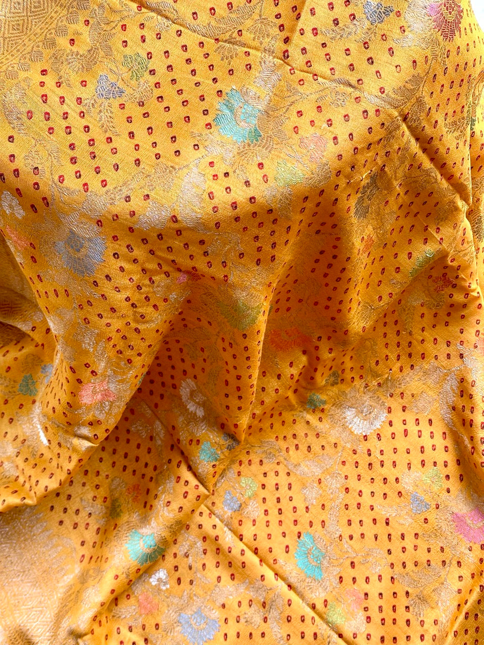 kumudini-kesar-mustard-yellow-handloom-munga-silk-bandhani-saree