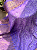 Lavender Kanjivaram Silk Bandhani Dupatta