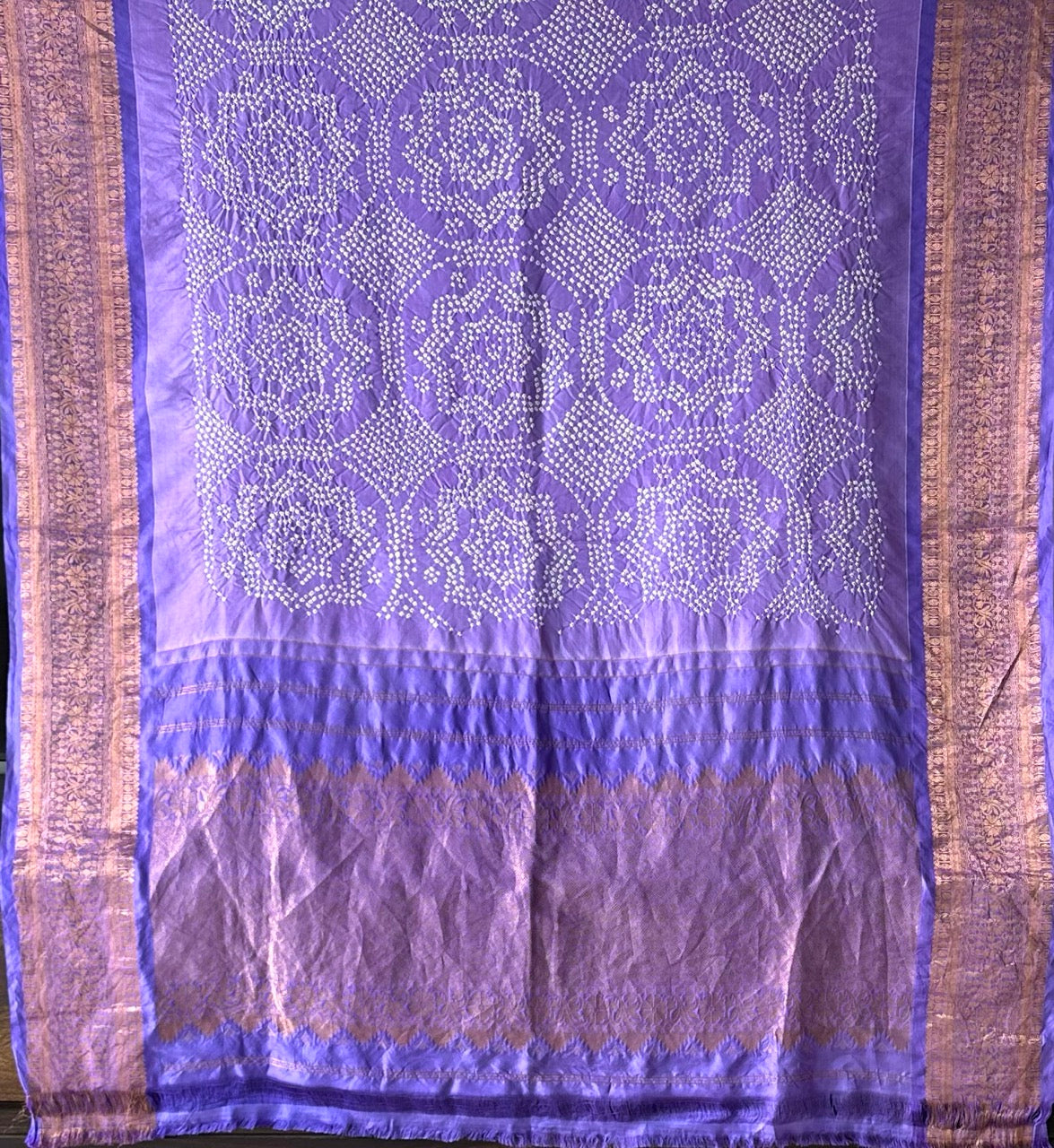 Lavender Kanjivaram Silk Bandhani Dupatta