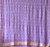 Elegant Lavander Pure Banarasi Georgette Bandhani Saree