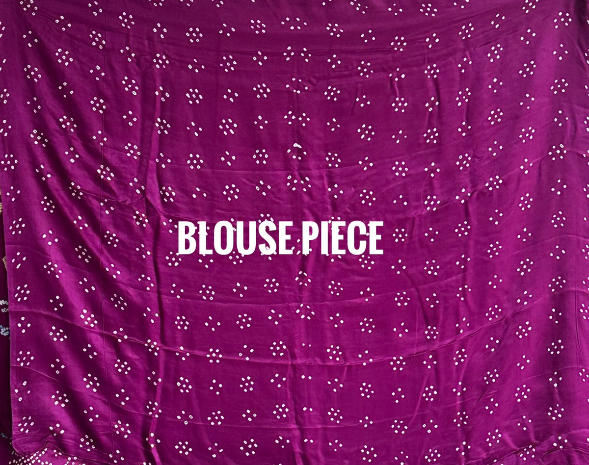 Kapaas Katha presents Leher Grandeur Pure Gajji Silk Bandhani Saree, draped in wave-like bandhani artistry & pure silk grandeur. Shop now!