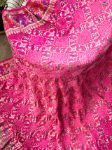 Very Exclusive Light and Dark Pink Pure Banarsi Georgette Meenakari Bandhani Dupatta