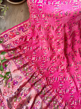 Very Exclusive Light and Dark Pink Pure Banarsi Georgette Meenakari Bandhani Dupatta