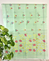 Light Green Handloom Muslin Silk Saree with Jamdani weaving