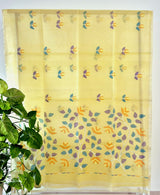 Light Yellow Handloom Muslin Silk Saree with Jamdani weaving