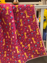unique-baby-quilt-with-stars-moon-and-pink-giraffe-crafted-in-india-for-bulk-gifting-in-uae-and-singapore