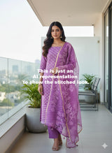 Lovely Lilac 3-pc Kora Silk Unstitched Suit Set