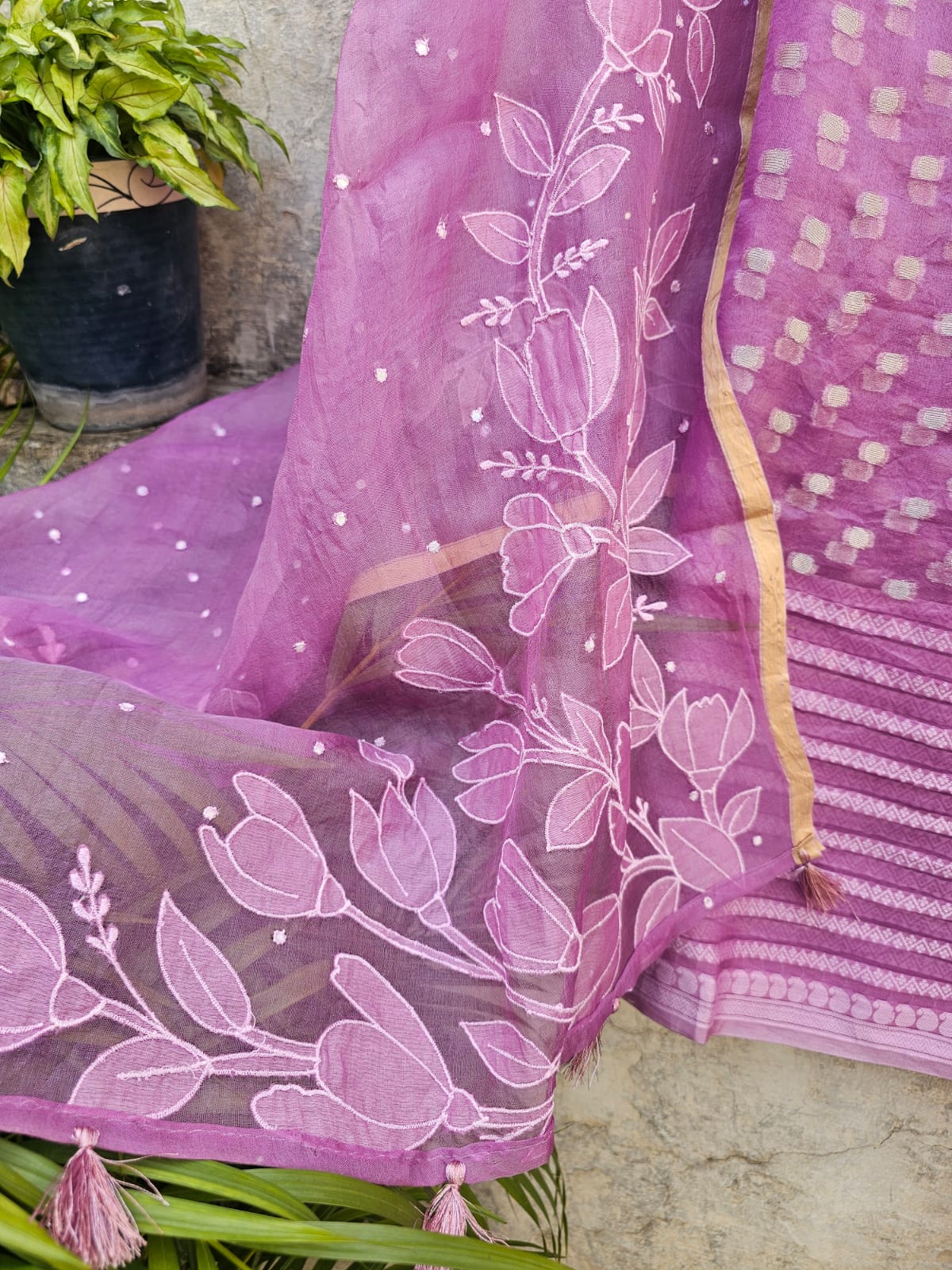 Lovely Lilac 3-pc Kora Silk Unstitched Suit Set