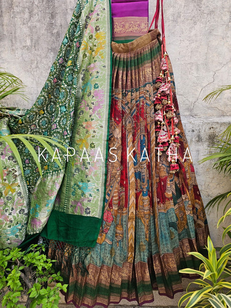 limited-edition-mythological-theme-kanjivaram-silk-kalamkari-lehenga