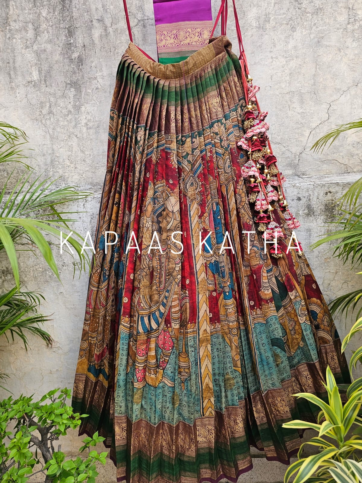 limited-edition-mythological-theme-kanjivaram-silk-kalamkari-lehenga