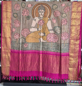 Lord Buddha Kanjeevaram Silk Kalamkari Dupatta