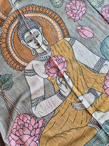 Lord Buddha Kanjeevaram Silk Kalamkari Dupatta