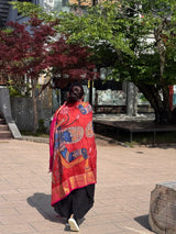 Lord Krishna (Srinathji) Kanjeevaram Silk Dupatta