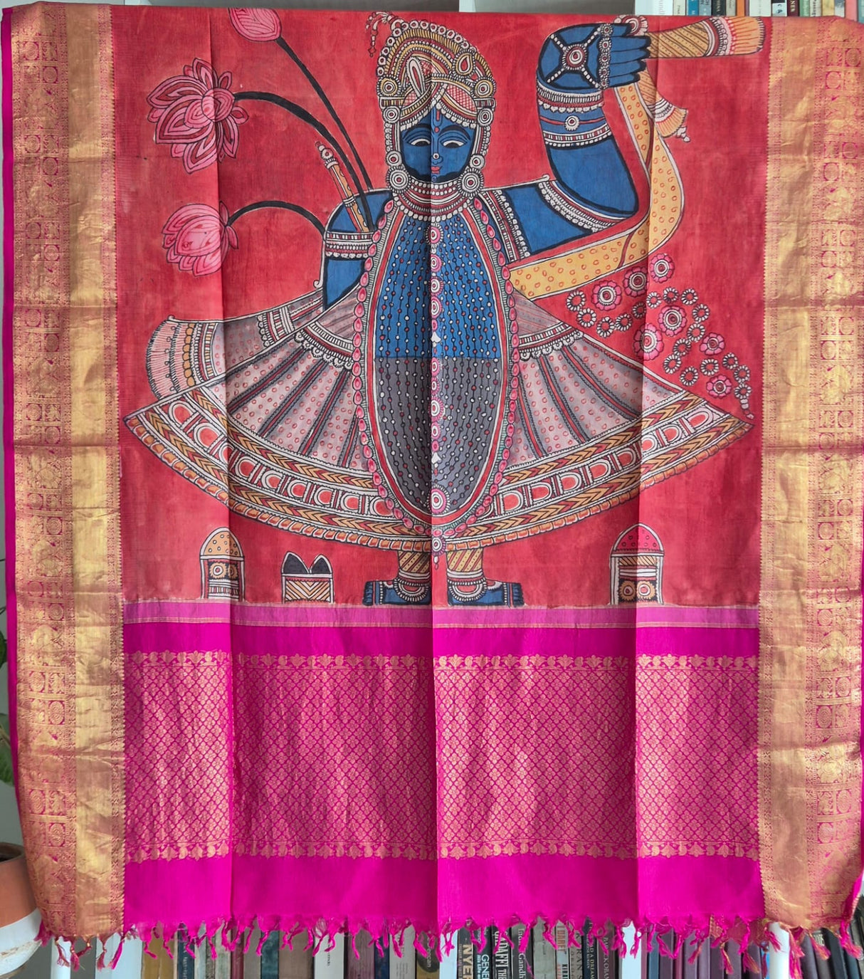 lord-krishna-kanjivaram-silk-kalamkari-dupatta