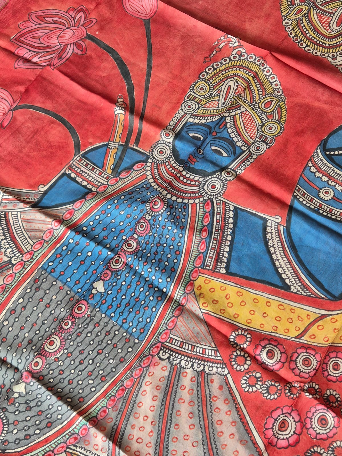 lord-krishna-kanjivaram-silk-kalamkari-dupatta