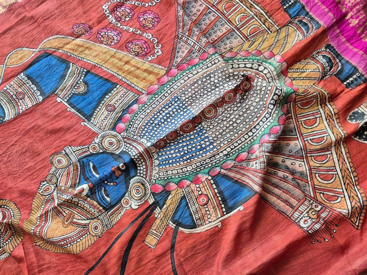 Lord Krishna (Srinathji) Kanjeevaram Silk Dupatta