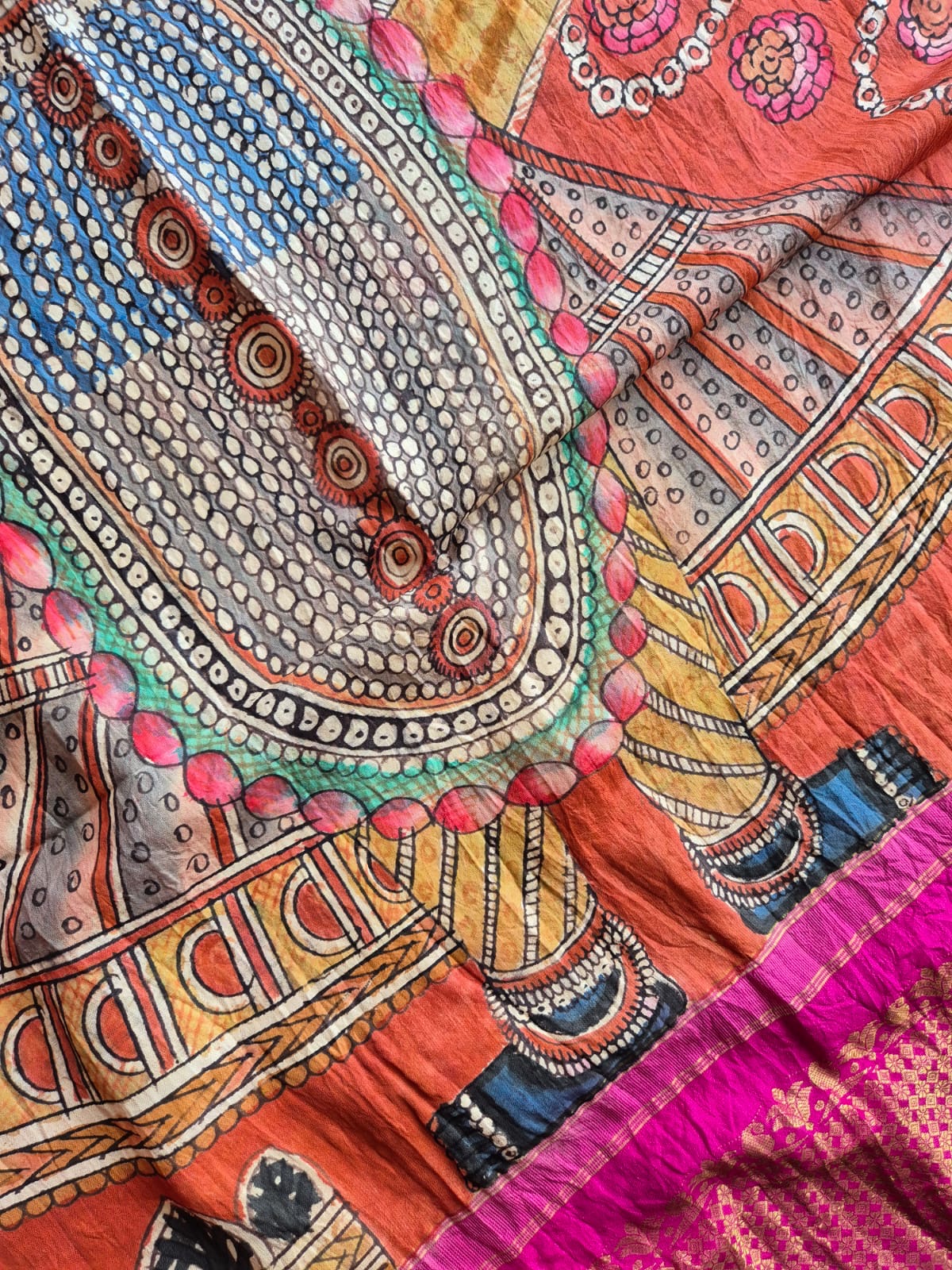 Lord Krishna (Srinathji) Kanjeevaram Silk Dupatta