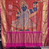 Lord Krishna (Srinathji) Kanjeevaram Silk Dupatta