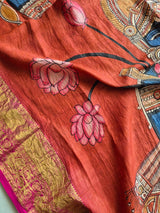 Lord Krishna (Srinathji) Kanjeevaram Silk Dupatta