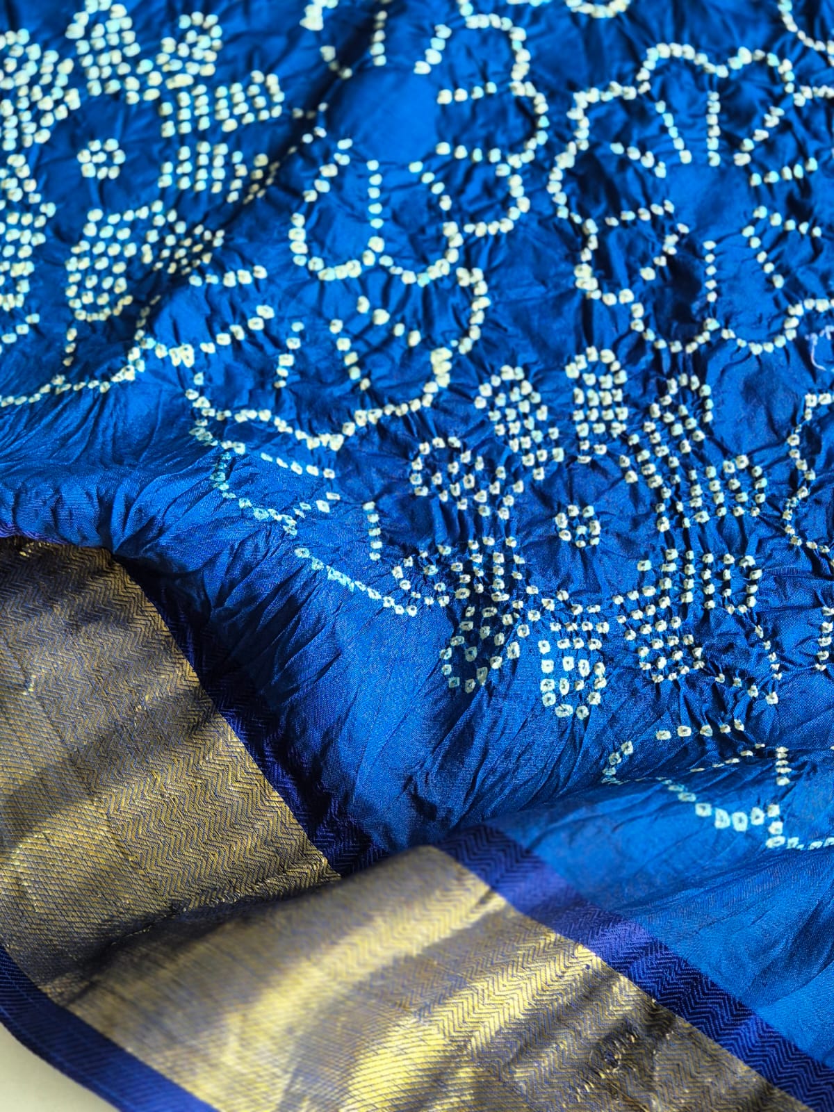 Gorgeous Blue Kanjivaram Silk Bandhani Dupatta