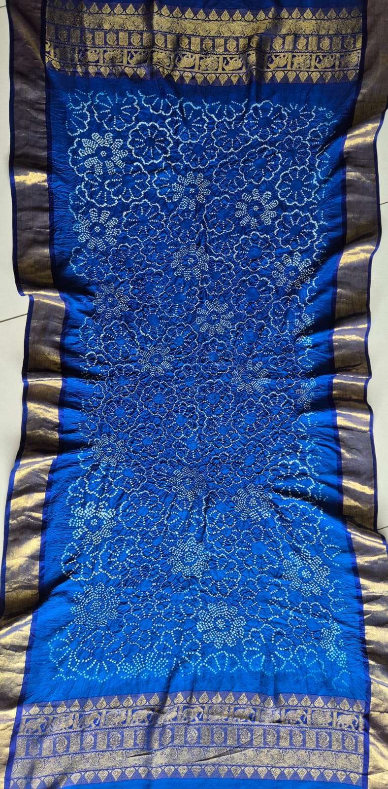 Gorgeous Blue Kanjivaram Silk Bandhani Dupatta