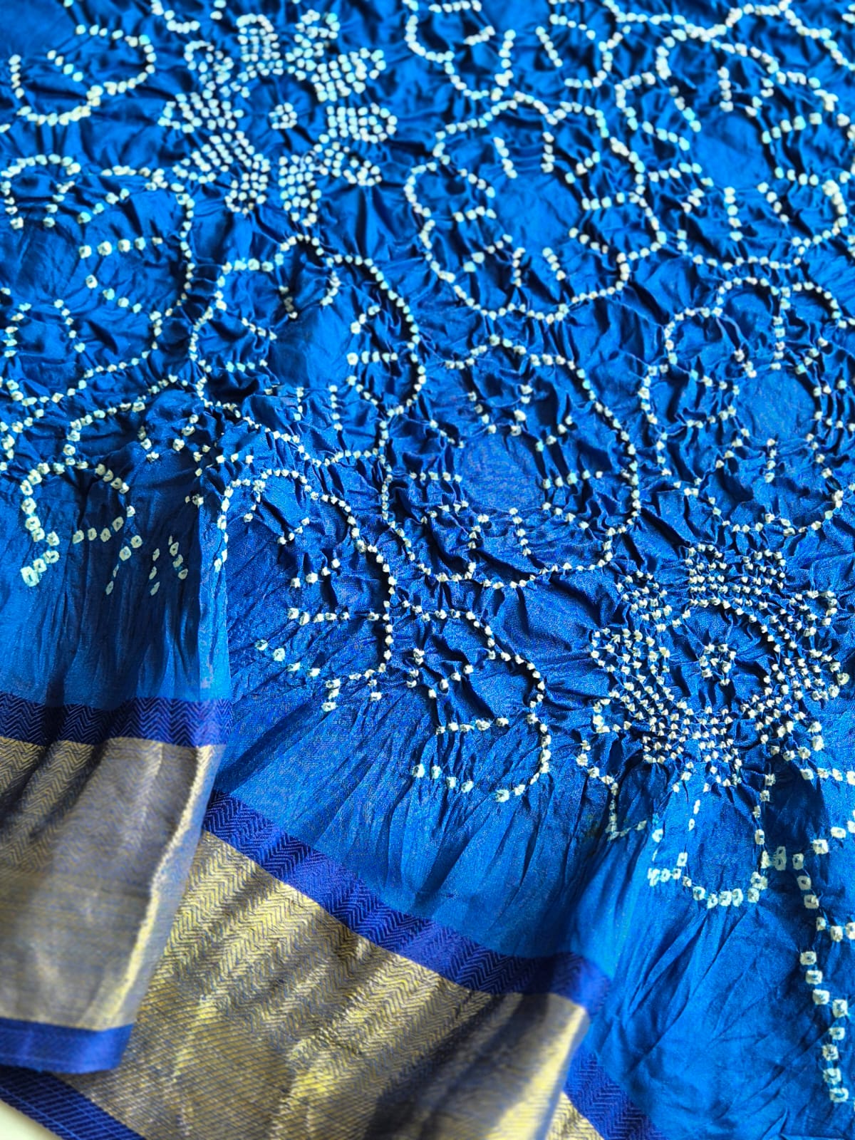 Gorgeous Blue Kanjivaram Silk Bandhani Dupatta