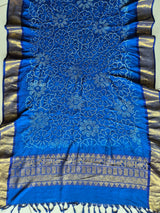 Gorgeous Blue Kanjivaram Silk Bandhani Dupatta