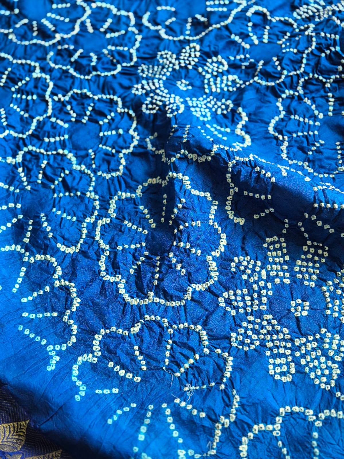 Gorgeous Blue Kanjivaram Silk Bandhani Dupatta