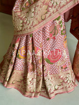 Pure Banarasi Georgette Meenakari Bandhani Saree in Pink | Kapaas Katha
