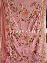 Pure Banarasi Georgette Meenakari Bandhani Saree in Pink | Kapaas Katha