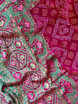 Magenta Exclusive Handloom Pure Banarasi Silk Bandhani Saree