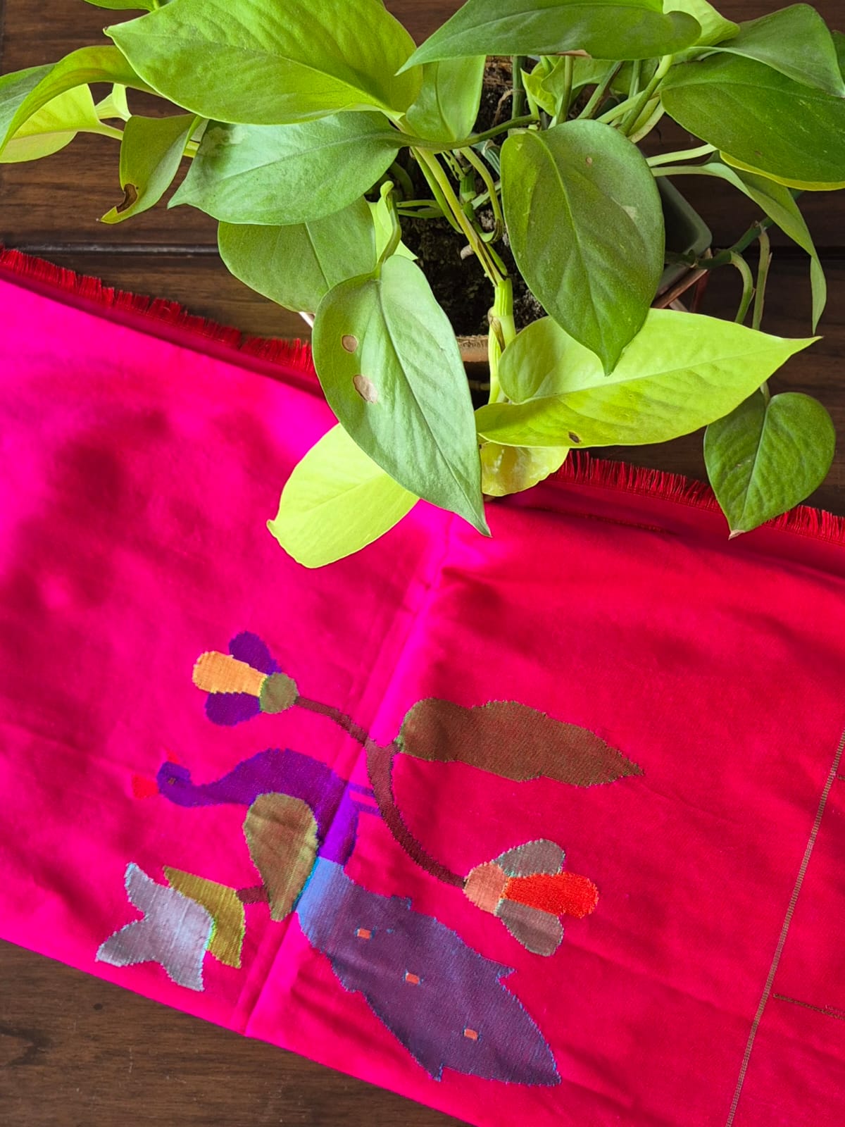 magenta-handloom-silk-peacock-theme-paithani-blouse-piece-90cm