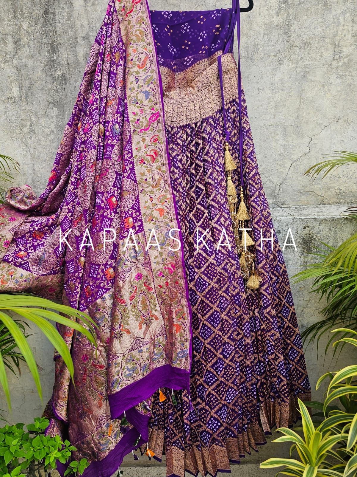 majestic-purple-pure-banarsi-georgette-bandhani-lehenga