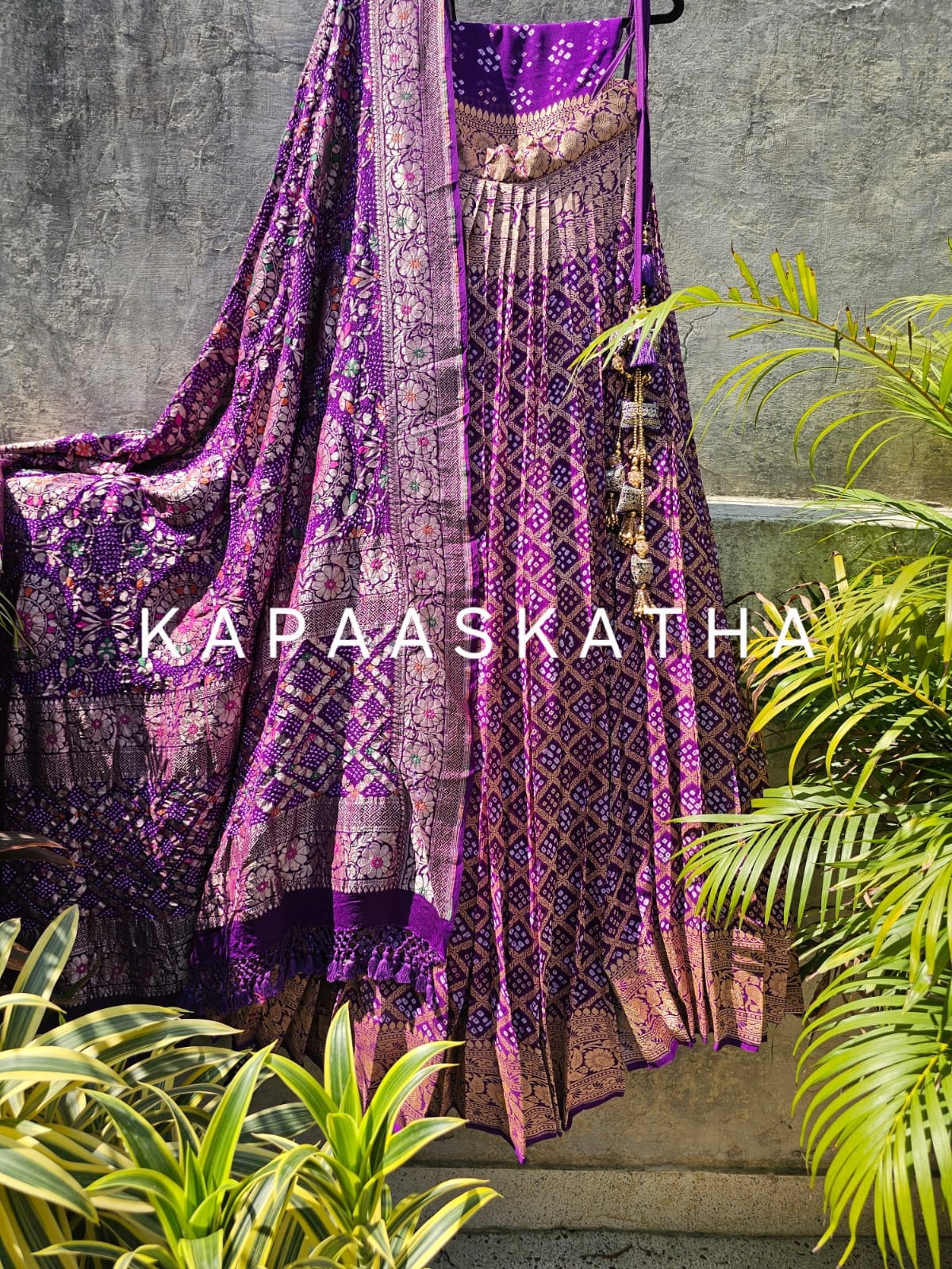 majestic-purple-pure-banarsi-georgette-bandhani-lehenga