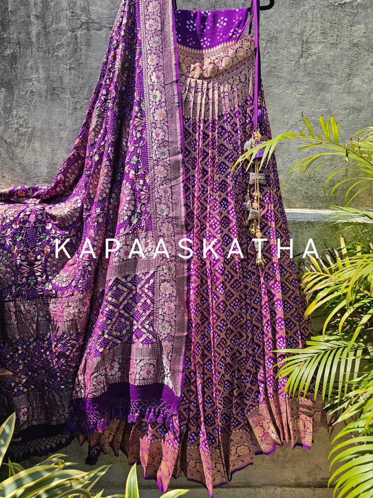 majestic-purple-pure-banarsi-georgette-bandhani-lehenga
