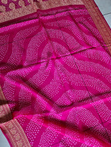 Multicolored Pure Banarsi Georgette Bandhani Saree